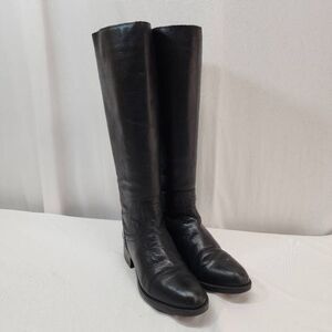 Steve Madden Size 6 M Womens Jasper Leather Almond Toe Knee High Riding Black Bo